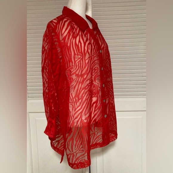 NWT Choices Plus Size 1X Sheer Blouse - Picture 3 of 15